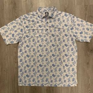 Footjoy All-Over Print Flower White Polo Tshirt Size XXL 2XL